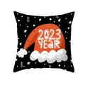 Black Christmas pillowcase with large red Santa hat and 2023 YEAR holiday print pattern - Black Base Red Hat 2023 (TPR303-25) / 45x45CM (No Core)