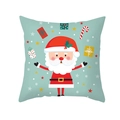Blue Christmas pillow cover with cartoon Santa Claus and gift box patterns - Light Blue Base Santa Gift (TPR303-30) / 45x45CM (No Core)