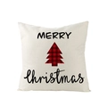 Dettaglio copricuscino natalizio con albero a quadri rossi su tessuto di lino - 45*45cm (Inserto non incluso) / Benedizione Albero Plaid (JYM109-30)