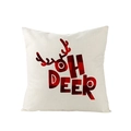 Dettaglio federa natalizia in lino con scritta OH DEER a quadri rossi e corna - 45*45cm (Inserto non incluso) / Corna Rosse (JYM109-31)
