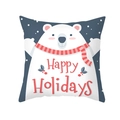 Cartoon polar bear Christmas pillow cover with Happy Holidays text on dark blue background - Blue Base Scarf Polar Bear (TPR303-33) / 45x45CM (No Core)