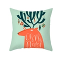 Mint green Christmas pillow cover with orange deer silhouette and Oh My Deer text - Teal Base Reindeer Oh My Deer (TPR303-35) / 45x45CM (No Core)