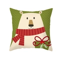 Christmas pillow cover with cartoon polar bear holding a gift box on green chevron background - Zigzag Background Polar Bear (TPR303-36) / 45x45CM (No Core)