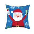 Blue Christmas pillowcase featuring a cartoon Santa Claus holding gift boxes for home decor - Bright Blue Base Santa Gift (TPR303-37) / 45x45CM (No Core)