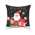 Cartoon Santa Claus Christmas pillow cover with kids and gifts on black background - Black Base Merry Christmas (TPR303-38) / 45x45CM (No Core)