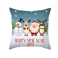 Cute Christmas cartoon throw pillow cover with snowman and Santa for holiday decor - Happy New Year 2023 (TPR303-40) / 45x45CM (No Core)