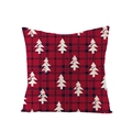 Dettaglio federa natalizia in lino con motivo scozzese rosso e stampe di alberi - 45*45cm (Inserto non incluso) / Albero Scacchi Rosso Nero (JYM109-39)