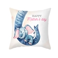 Mother's Day pillow cover with watercolor elephants and Happy Mother's Day text - Elephant Mother And Child Style (TPR366-4)