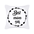 Λευκή τετράγωνη μαξιλαροθήκη Best Mom Ever με καρδιές για τη Γιορτή της Μητέρας - Best Mom Ever Στυλ Στεφάνι Καρδιάς (TPR365-3)