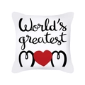 Λευκή μαξιλαροθήκη με γράμματα World's greatest MOM και κόκκινο σχέδιο καρδιάς - World's Greatest MOM Με Καρδιά (TPR365-4)