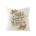 Beigefarbener Kissenbezug aus Leinenimitat mit Schneemannmotiv und Weihnachtsspruch - Schneemann mit Schal und festlichen Elementen Muster (JYM110-4)