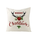 Nordic Christmas pillowcase featuring reindeer antlers and Merry Christmas print - Black Antlers and Poinsettia Pattern (JYM110-9)