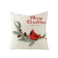 Christmas pillowcase with cardinal bird on pine branch and Merry Christmas text - Cardinal Perched on Pine Branch Illustration (JYM110-13)