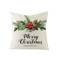 Nordic Christmas pillow cover with holly leaves and Merry Christmas text print - Watercolor Holly Leaves Berries Pinecone Pattern (JYM110-14)