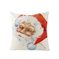 Nordic Christmas pillow cover featuring vintage Santa Claus print on beige polyester - Vintage Style Colored Santa Claus Head Pattern (JYM110-17)