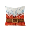 Nordic Christmas pillowcase featuring a watercolor Santa Claus print on linen texture - Watercolor Style Santa Claus Close-up Pattern (JYM110-18)