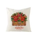Nordic Christmas pillow cover featuring festive floral print and holiday typography - Wooden Basket Filled with Poinsettias Pattern (JYM110-21)