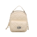 Schicker gesteppter Rucksack in Creme mit silbernem Drehverschluss und Kettenriemen - Gelb