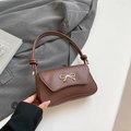 Borsa a spalla retrò marrone rettangolare con elegante fibbia dorata a fiocco - Marrone