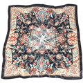 Carré de soie satinée 90x90cm à imprimé cachemire vintage avec motifs floraux bohèmes - 90*90cm / Noir