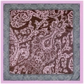 90cm paisley print satin square scarf with pink borders and brown ethnic floral pattern - 90*90cm / Grey Pink Pattern