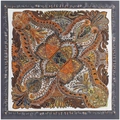 90x90cm orange and black paisley satin scarf with exotic animal border patterns - 90*90cm / Khaki Grey