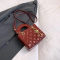 Red patent leather quilted handbag with gold key charm and long shoulder strap - No Pendant / Red