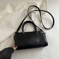Bolso cuadrado negro elegante con relieve FASHION y correa de hombro ajustable - Negro