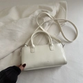 Minibolso tote blanco de piel sintética con relieve FASHION y correa fina - Blanco