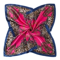 90cm leopard chain print satin scarf in fuchsia with golden chain motifs for women - Rose Red