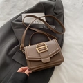 Borsa a mano minimalista in pelle PU marrone con fibbia dorata e manico top - Marrone