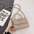 Sac bandoulière pailleté champagne avec nœud argenté et bandoulière amovible - Doré