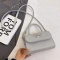 Mini sac à main argenté pailleté avec nœud métallique et fine bandoulière - Argenté
