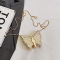 Luxury butterfly-shaped gold evening bag with sparkling rhinestones and chain strap - Gold Butterfly Pearl