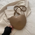 Chic camel brown heart-shaped crossbody bag with crocodile embossed leather texture - Khaki
