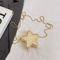 Sparkling gold star-shaped evening clutch bag with rhinestones and metal chain strap - Star Gold