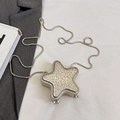 Silver star shaped evening bag with sparkling rhinestones and delicate metal chain - Silver Stars