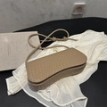 Khaki crocodile pattern shoulder bag with golden text and knotted strap detail - Khaki