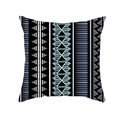 Nordischer Kissenbezug mit schwarz, weiß und blauem geometrischem Stammesmuster - 45x45 Quadrat (Ohne Füllung) / Schwarz Weiß Blau Stammeslinien (TPR340-8)
