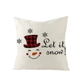 Nordic Christmas pillow cover featuring a snowman design and Let It Snow text - Plaid Top Hat Snowman with 'Let it snow' Slogan (JYM110-25)