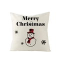 Christmas snowman pillowcase with Merry Christmas text on cream linen fabric - Merry Christmas Slogan and Simple Sketch Snowman Pattern (JYM110-26)