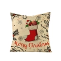 Nordic Christmas pillowcase featuring red stocking print and Merry Christmas text - Red Christmas Sock Candy Cane and English Blessings (JYM110-35)
