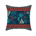 Nordischer Kissenbezug mit dunkelblauen ethnischen geometrischen Totem-Mustern - 45x45 Quadrat (Ohne Füllung) / Marineblaues Vintage Ägyptisches Totem (TPR340-22)
