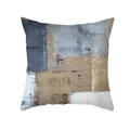 Moderner Kissenbezug mit abstrakten geometrischen Blöcken in Dunkelgrau und Braun - Moderner geometrischer Block-Stil (TPR309-29) / 45x45cm / Grau, Braun und Beige