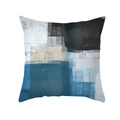 Moderner abstrakter Kissenbezug im Aquarell-Ölgemäldestil in Blau- und Grautönen - Dunkelblau und Grau abstrakter Stil (TPR309-28) / 45x45cm / Blau Grau Weiß