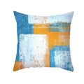 Moderner Kissenbezug mit blauen und orangen Aquarellstrichen aus Pfirsichhautgewebe - Azurblau und Orange abstrakter Stil (TPR309-27) / 45x45cm / Blau, Orange und Weiß