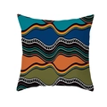 Abstrakter nordischer Kissenbezug mit Wellenmuster in Blau und Orange aus Pfirsichhaut-Stoff - 45x45 Quadrat (Ohne Füllung) / Bunter Wellenrahmen Geometrisch (TPR340-24)