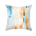 Abstrakter Aquarell-Kissenbezug aus Pfirsichhaut mit orange-blauen Ölgemälde-Mustern - Abstrakter Farbblock-Kunststil (TPR309-25) / 45x45cm / Blau, Orange und Beige