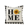 Kussenhoes met zwart-wit ruitpatroon en zonnebloem HOME-print voor bank en kantoor - Zonnebloem HOME (JYM120-3)