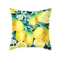 Nordischer Deko-Kissenbezug mit lebhaftem Zitronen- und Blumenmuster auf Blau - 45*45cm (Ohne Kissenfüllung) / Dunkelblauer Zitronen Stil (TPR357-2)